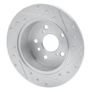 Lexus ES350 Brake Rotor (1) - Rear Left - R1 Concepts - Drilled & Slotted - Silver - `07-`12